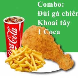 Combo:  Đùi Gà chiên + khoai tây + 1 ly coca