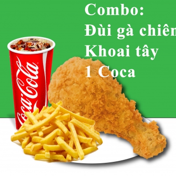 Combo:  Đùi Gà chiên + khoai tây + 1 ly coca
